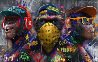 Фотообои De-Art Три обезьяны граффити
